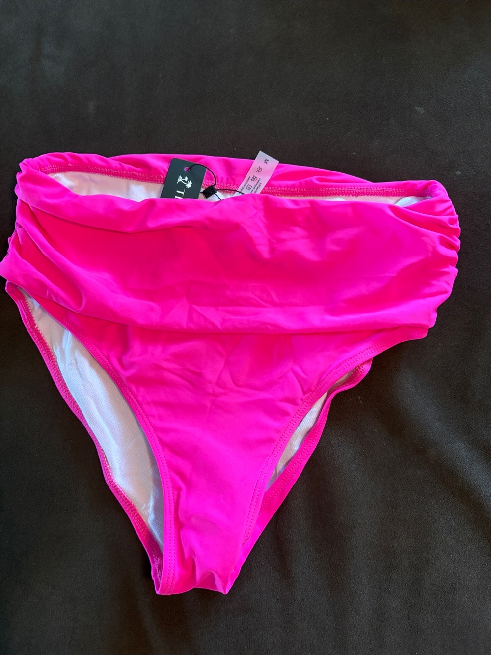 High-Waist Fold-Over Bikini Bottom - Hot Pink